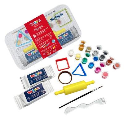 Creative Clay Box Toycolor con Pasta Modellabile, Tempere e Accessori