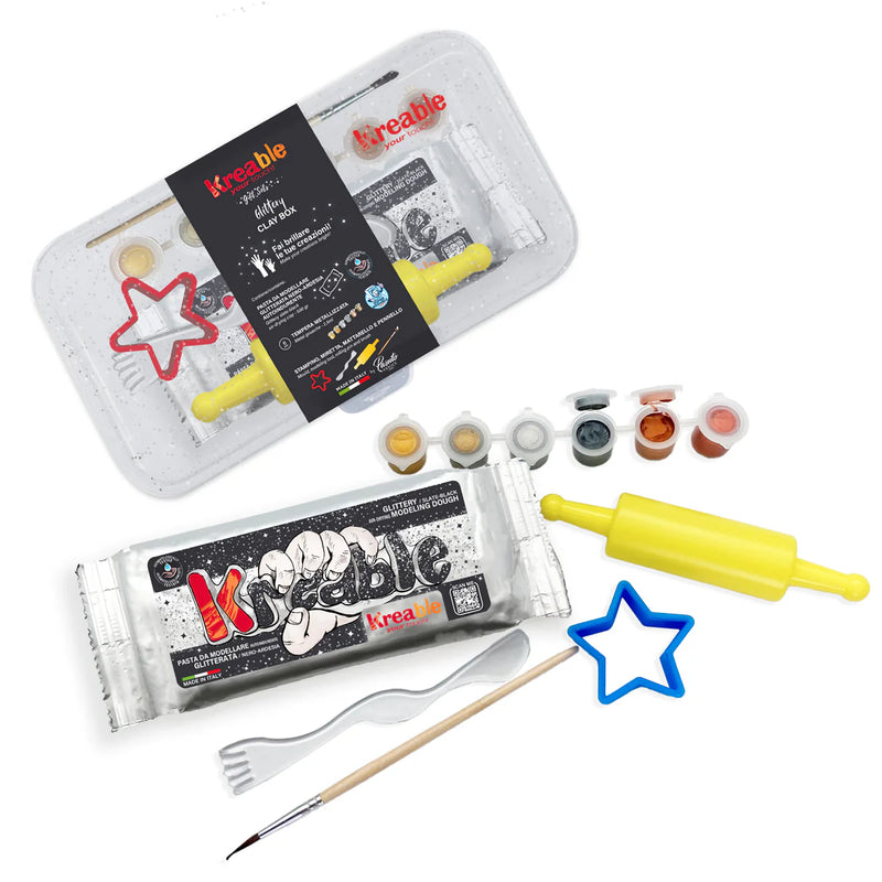 Creative Glittery Clay Box Toycolor con Pasta Modellabile, Tempere e Accessori