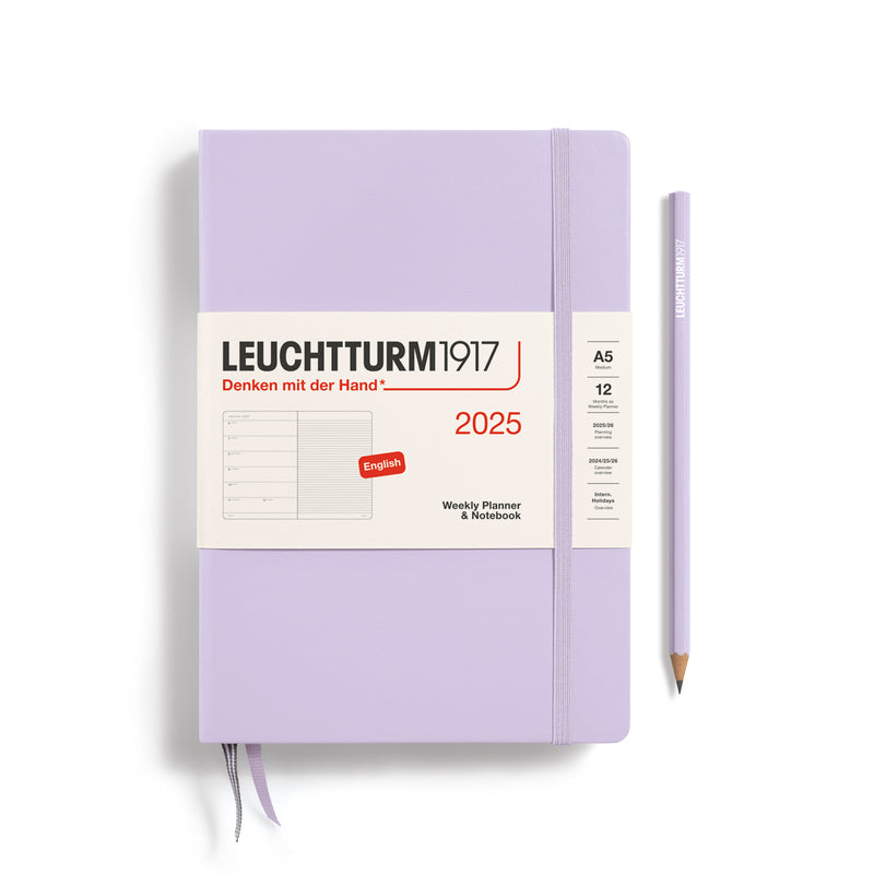 Agenda 12 Mesi Settimanale Medium A5 con Copertina Rigida Lilac 2025