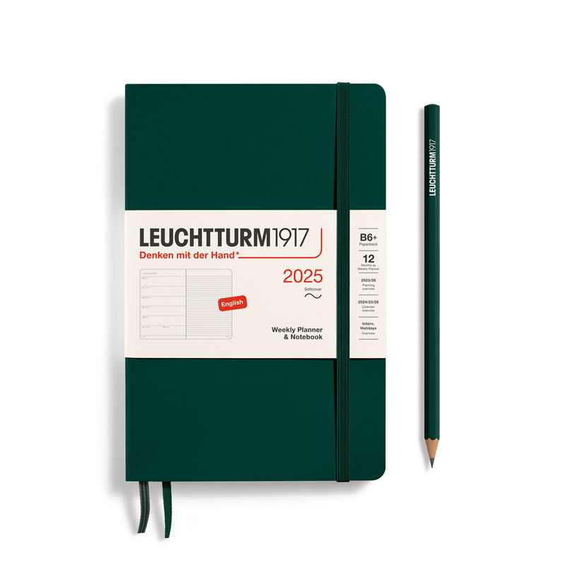 Agenda 12 Mesi Settimanale Paperback B6+ con Copertina Morbida Forest Green 2025