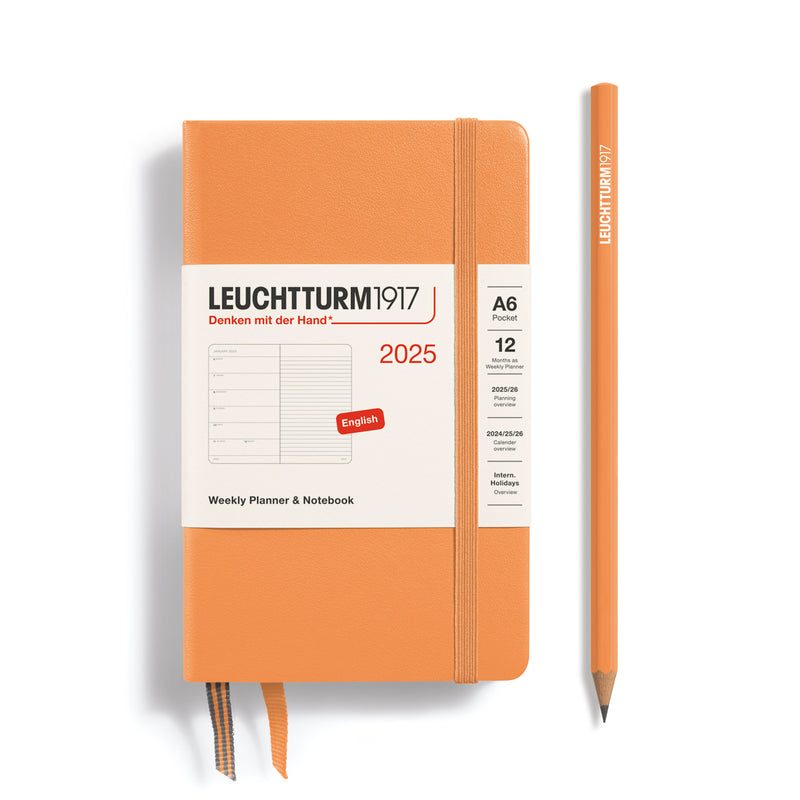 Agenda 12 Mesi Settimanale Pocket A6 con Copertina Rigida Apricot 2025