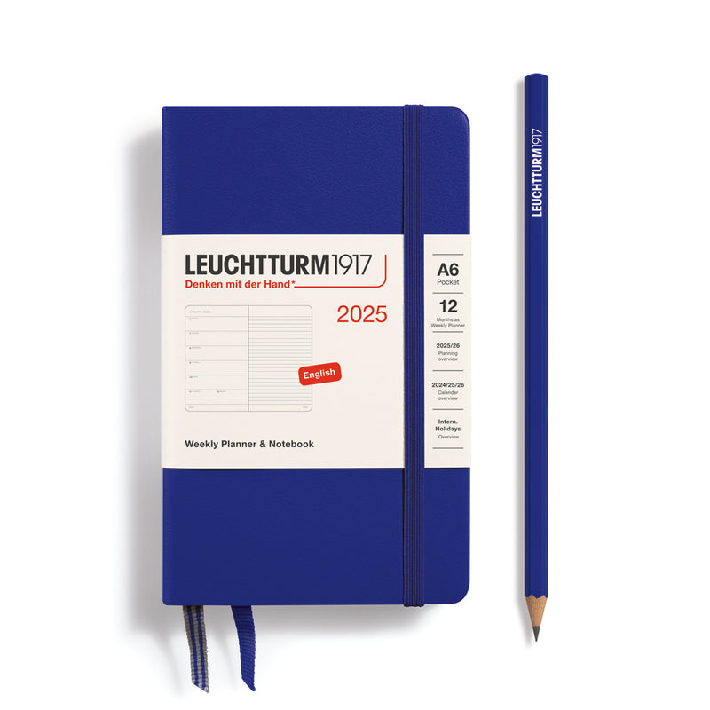 Agenda 12 Mesi Settimanale Pocket A6 con Copertina Rigida Ink 2025