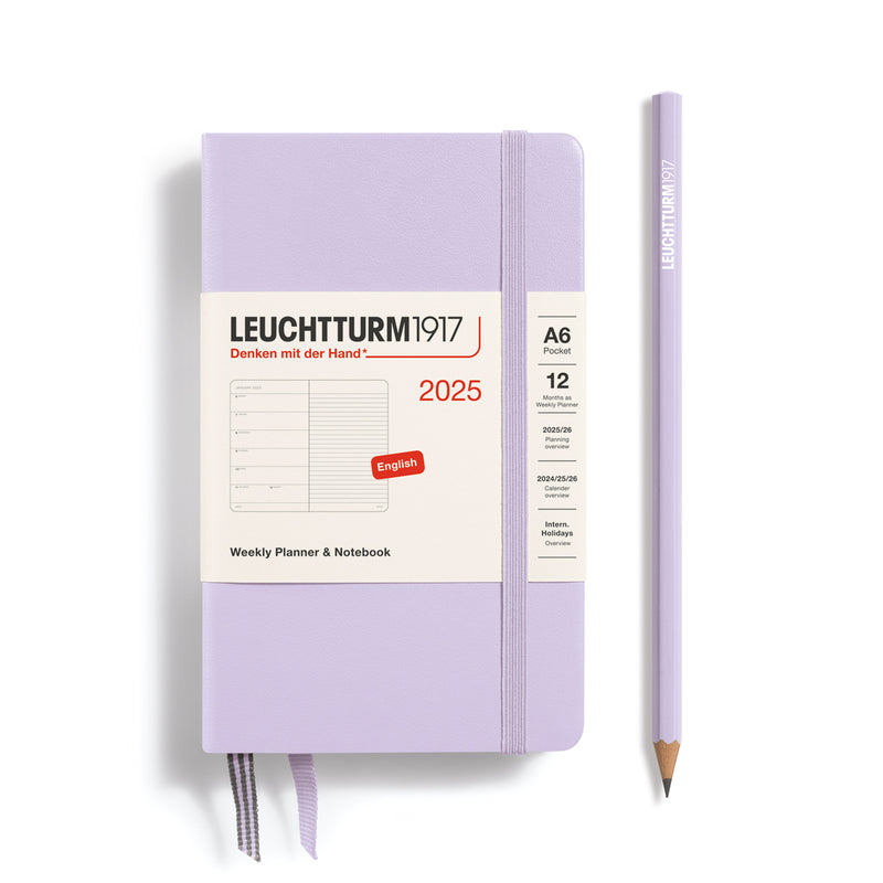 Agenda 12 Mesi Settimanale Pocket A6 con Copertina Rigida Lilac 2025