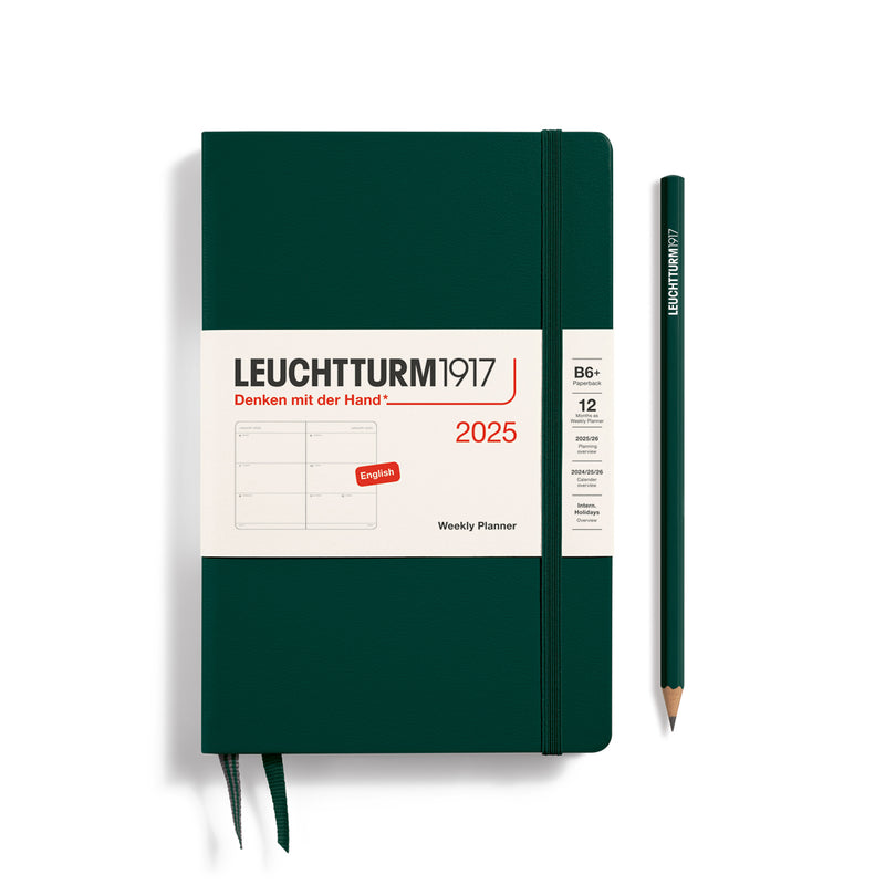 Agenda 12 Mesi Settimanale Orizzontale Paperback B6+ con Copertina Rigida Forest Green 2025