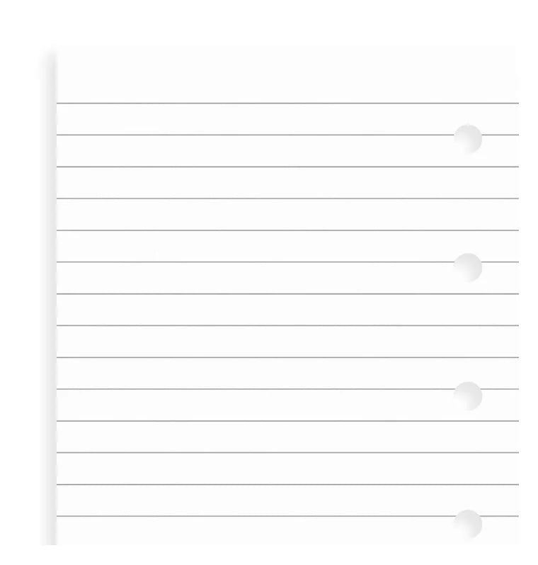 Refill Filofax Mini con Pagine Bianche a Righe - 20 fogli