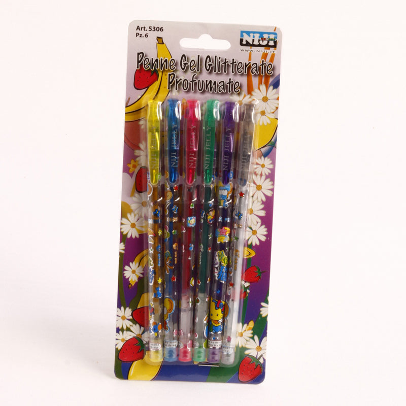 Penna Gel Niji  Glitterata Profumata 6 Colori Blister