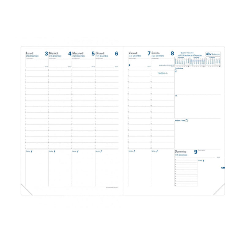 Ricambio Agenda 12 Mesi Settimanale Prenote 21 x 29,7 cm - 2025