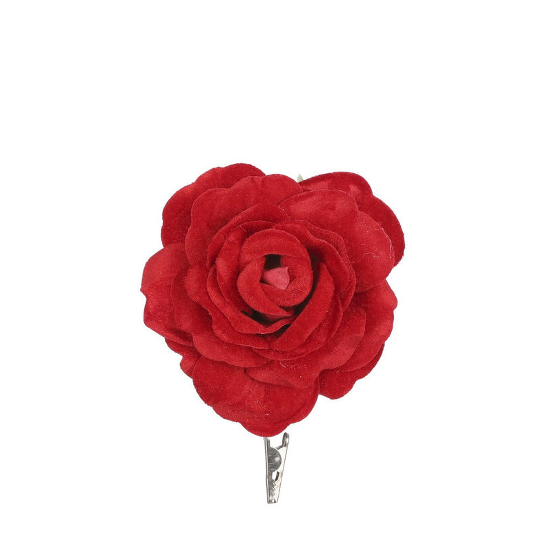 Decoro Rosa Rossa con Clip 12 x 18 cm