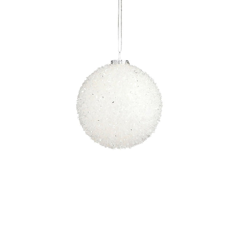 Sfera Innevata Glitter Bianco 8 cm