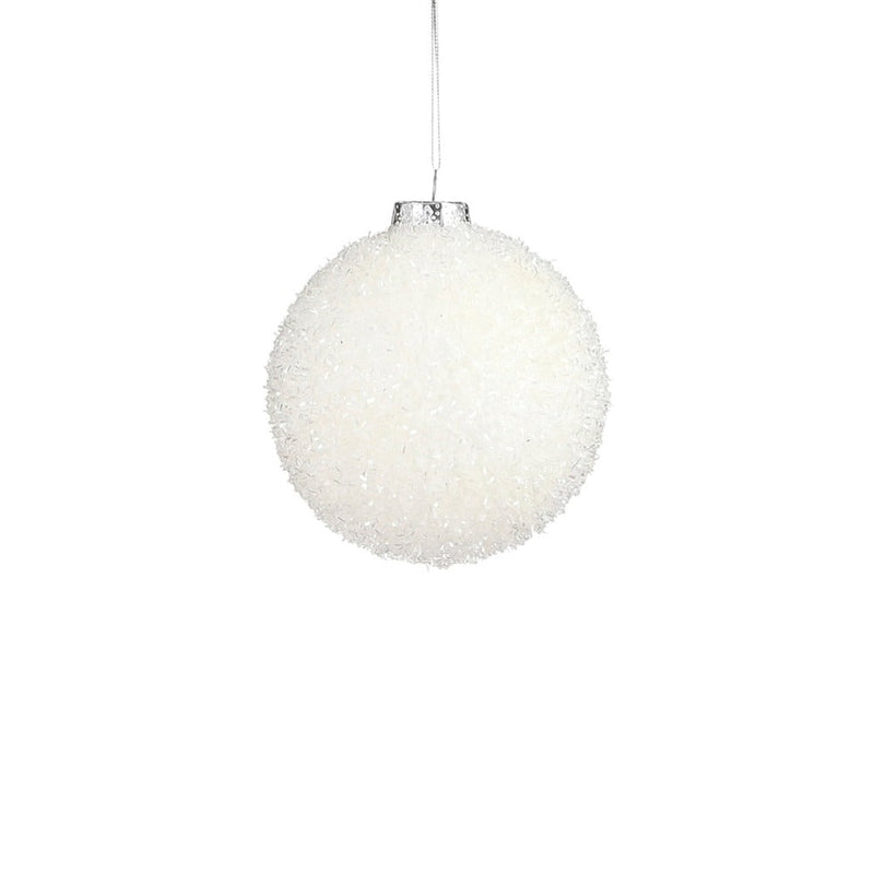 Sfera Innevata Glitter Bianco 10 cm