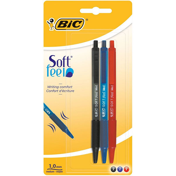 Penna Sfera Bic Soft Feel Clic Grip Col. 837394 Blister 3