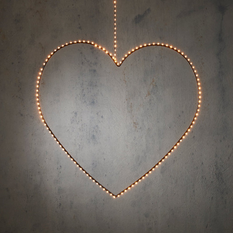 Cuore con 160 LED con Timer 128 x 58 cm Bianco Caldo