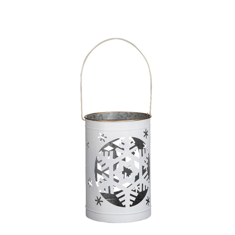 Lanterna in Metallo con Fiocco di Neve 42,5 x 16,5 cm