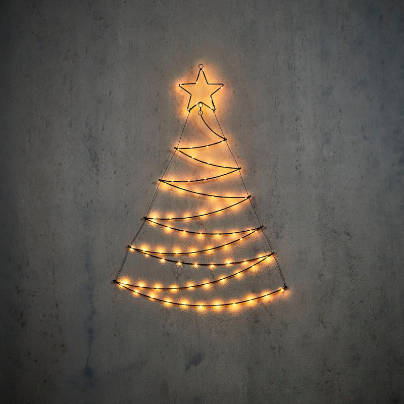 Albero Base Nero con 80 LED Bianco Caldo 78 x 110 cm