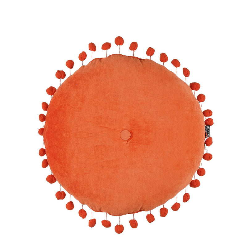 Cuscino in Velluto con Pompom 40 x 12 cm Rosso