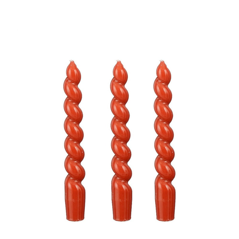 Candele Coniche Twist 2,4 x 18 cm Rosso - 3 pezzi