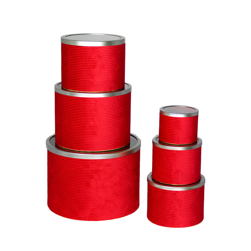 Scatola in Velluto Rosso Vetro Tonda