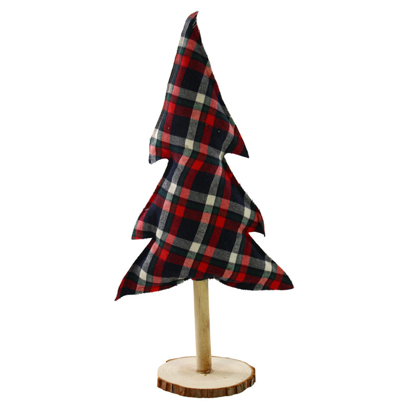 Albero in Tessuto Scozzese Rosso con Base 60 cm