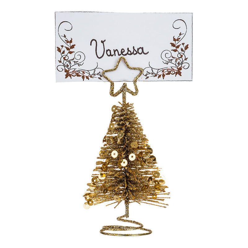 Segnaposto Albero Glitter Oro 5 x 10 cm