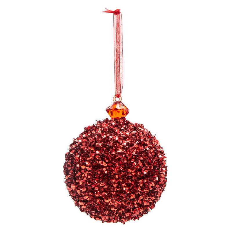 Sfera Glitter con Appendino Argento 8 cm