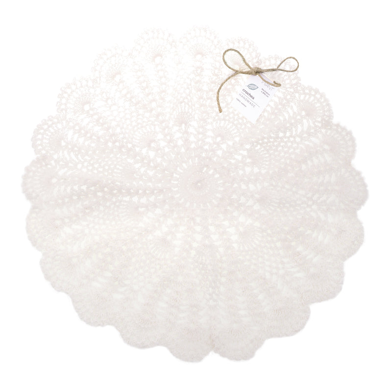 Sottopiatto in Tessuto Crochet Bianco 40 cm