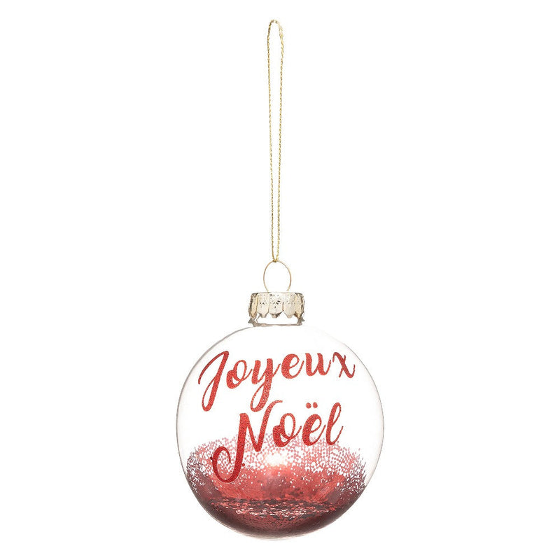 Sfera in Vetro Noel Glitter Rosso 7 cm