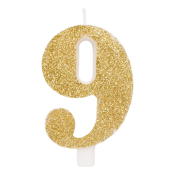 Candelina Glitter Numero 9 Oro