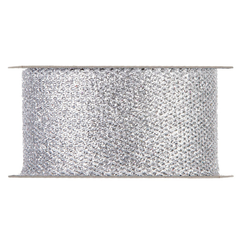 Nastro Glitter Mesh Argento 38 mm x 15 mt