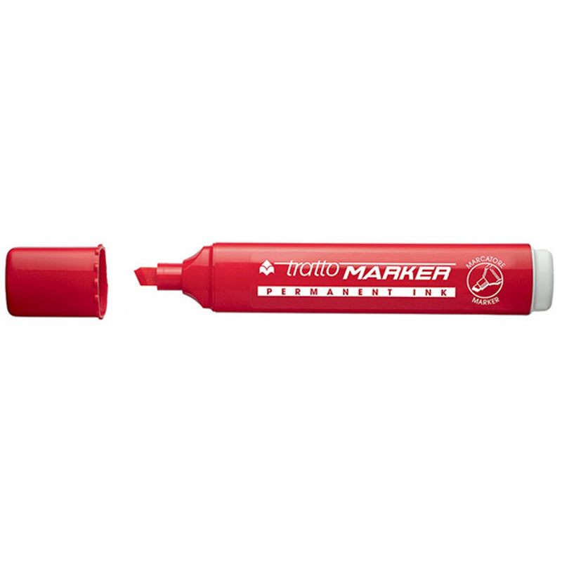 Pennarello Marcatore Tratto Marker con Punta a Scalpello Rosso