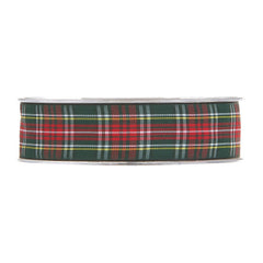 Nastro in Tessuto Tartan Scozzese Verde e Rosso 25 mm x 20 mt