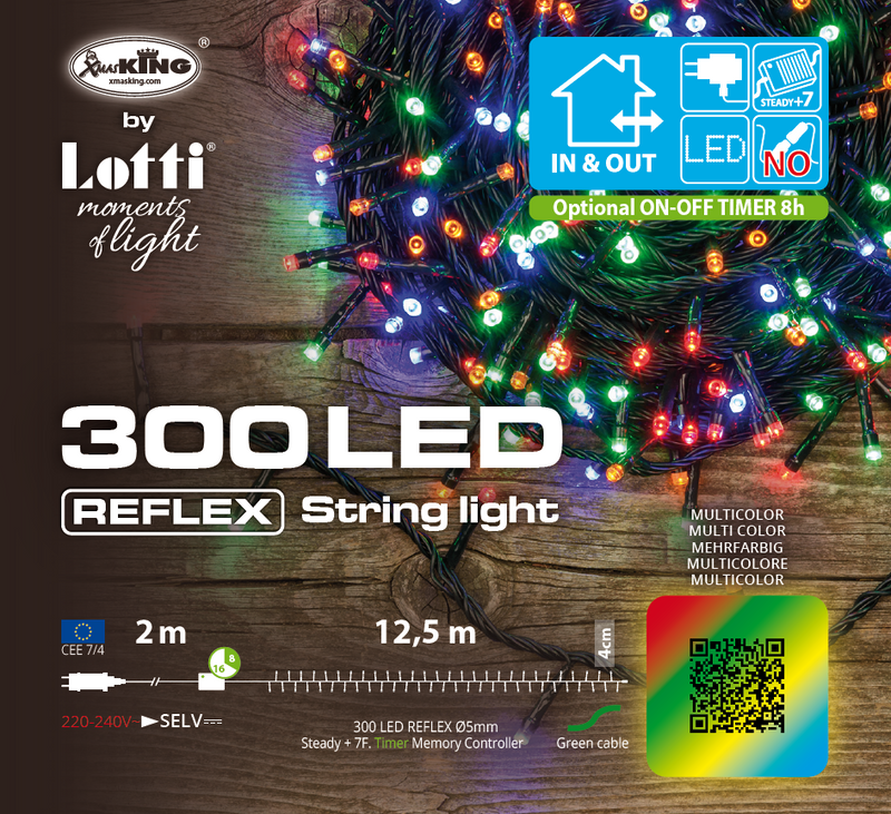 Filo Luci 300 LED Multicolor con Controller 12 + 2 mt