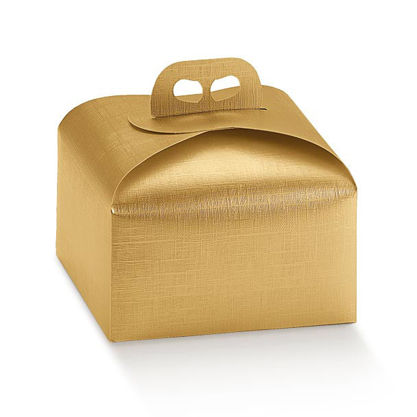 Scatola Portapanettone Seta Oro 245 x 245 x 130 mm