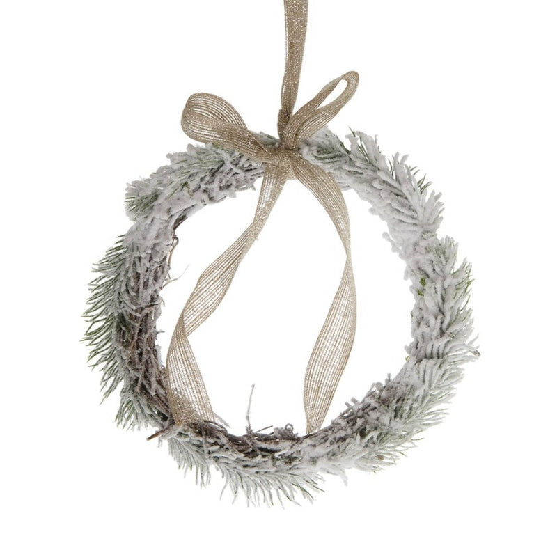 Ghirlanda Innevata in Rattan con Fiocco 25 cm