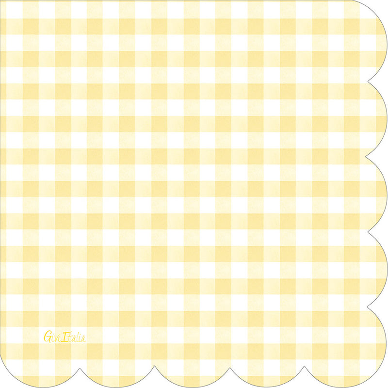 Tovaglioli in Carta Vichy Yellow con Smerlo 33 x 33 cm - 16 pezzi