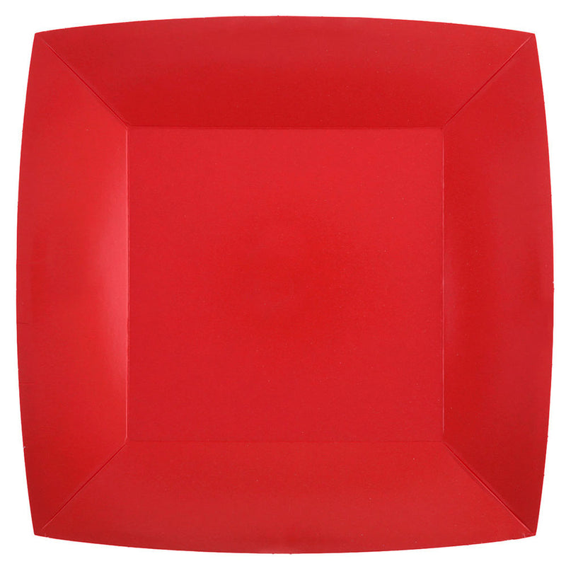 Piatto Biocompostabile Rosso 23 x 23 cm - 10 pezzi