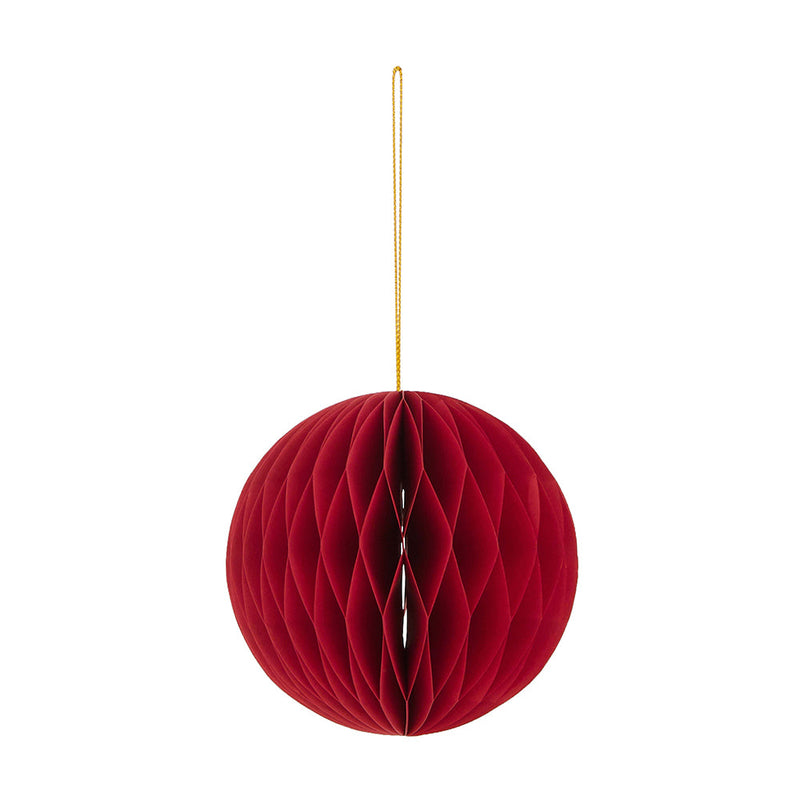 Sfera in Carta con Appendino Rosso 10 cm