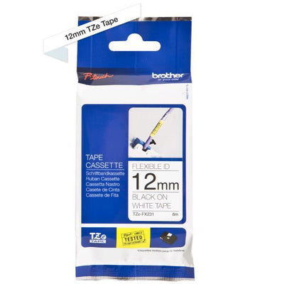 Nastro Tz 12mm Nero Bianco Fless