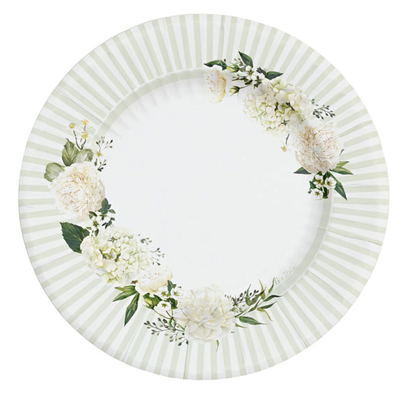 Piatti in CartaFloral White 27 cm - 8 pezzi