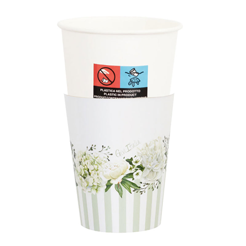 Bicchieri in Carta con Cover Floral White 250 cc - 8 pezzi