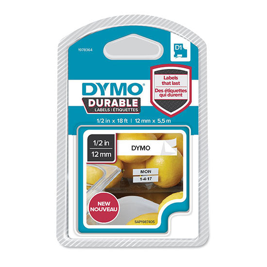Etichetta Durable Tipo D1 Dymo Mm12X5,5 Nero/Bianco Permanente