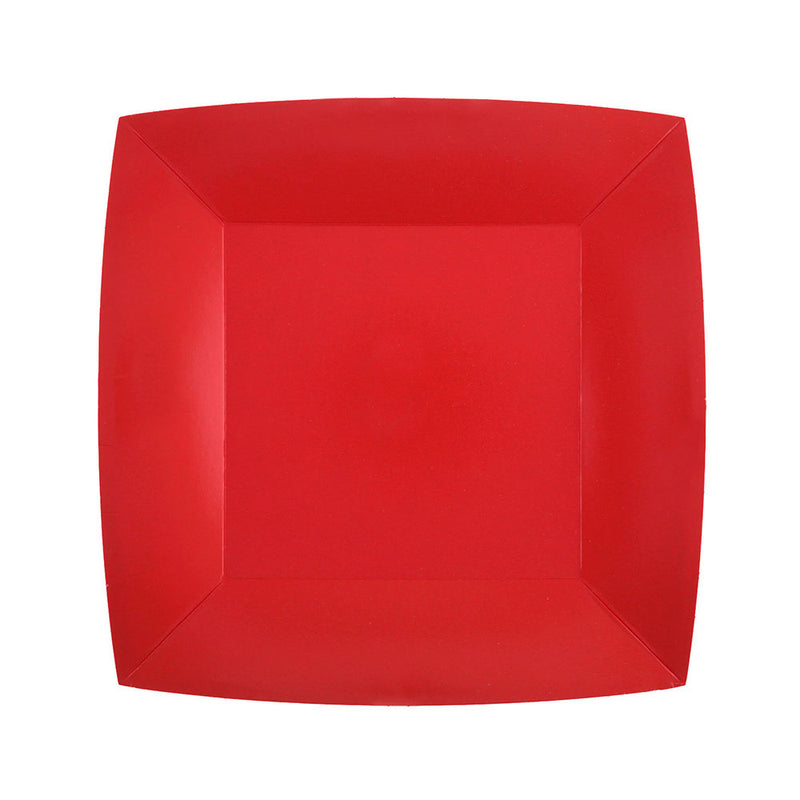 Piatto Biocompostabile Rosso 18 x 18 cm - 10 pezzi