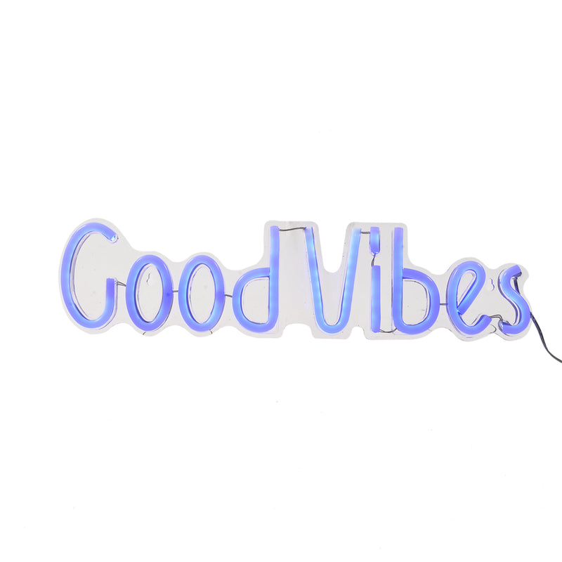 Scritta Luminosa GOOD VIBES Neon LED Blu 50 x 12 cm