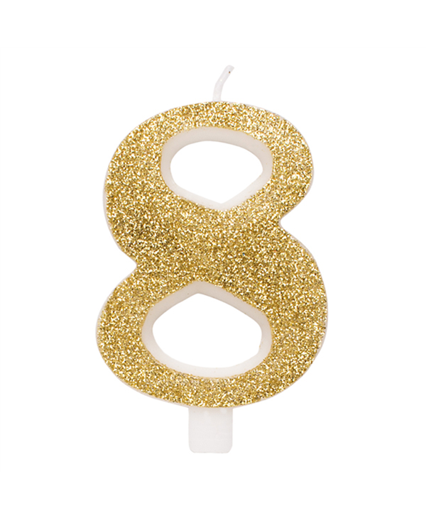 Candelina Glitter Numero 8 Oro