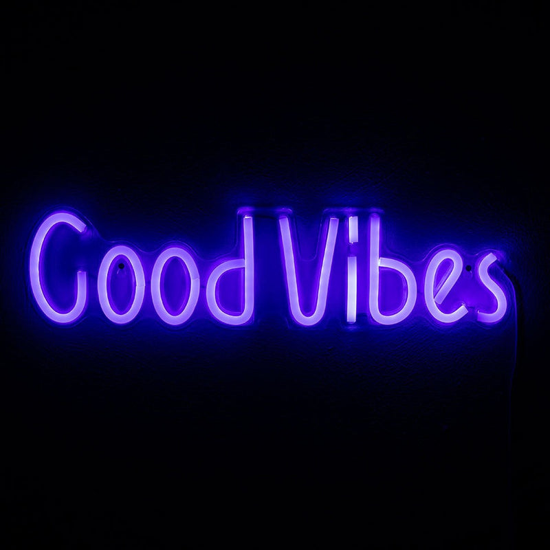 Scritta Luminosa GOOD VIBES Neon LED Blu 50 x 12 cm