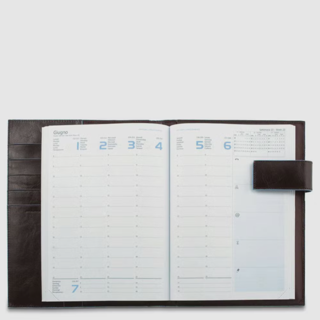 Agenda settimanale Piquadro in Pelle 20 x 27 cm Blue Square Mogano