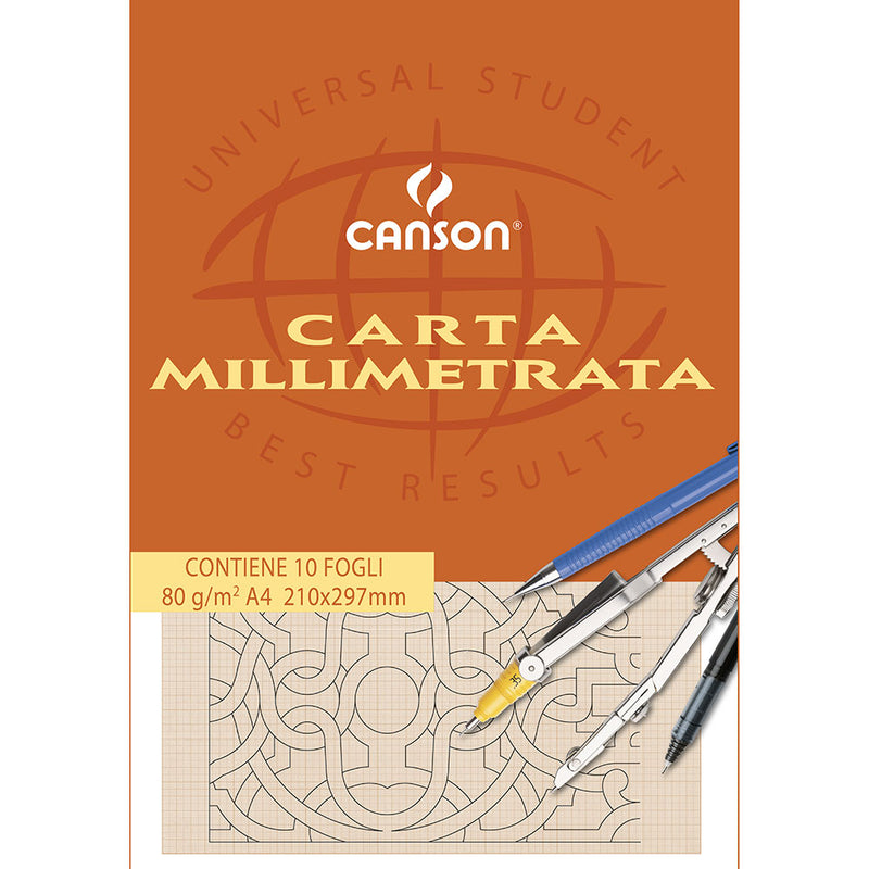 Blocco Canson Carta Millimetrata 21 x 29 cm / 80 gr / 10 Fogli