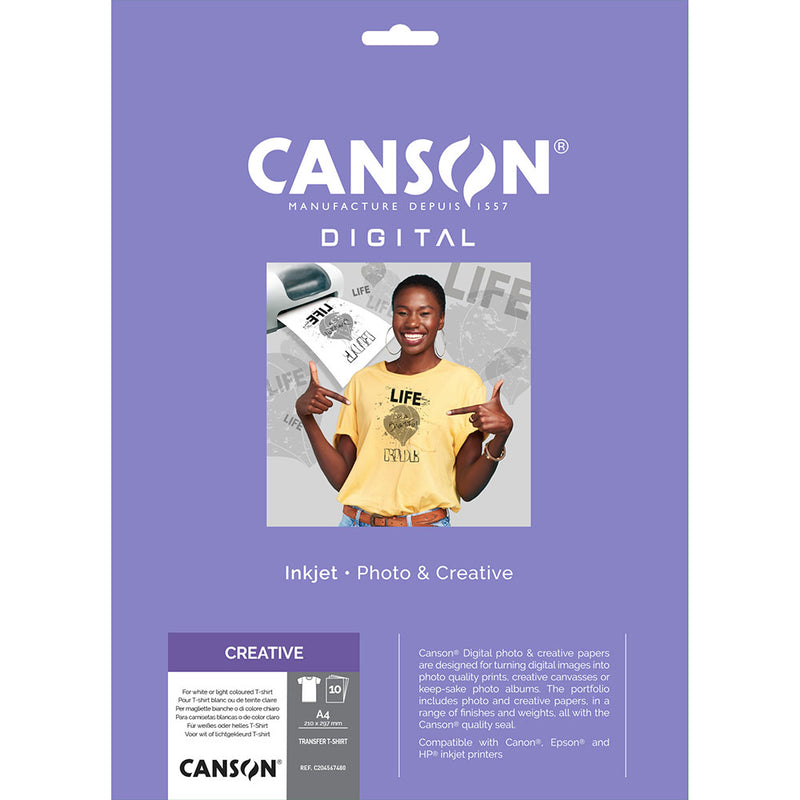 Carta Transfert Inkjet per T-Shirt Canson 140 gr / 10 fogli / 21 x 29,7 cm