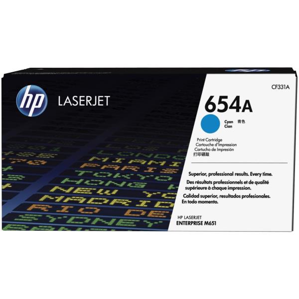 Toner Originale LaserJet HP 654A Ciano