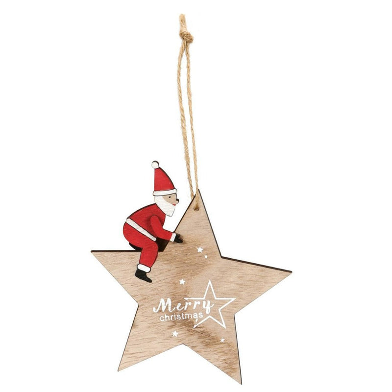 Decoro Stella e Babbo Natale con Appendino 9 x 9,5 cm