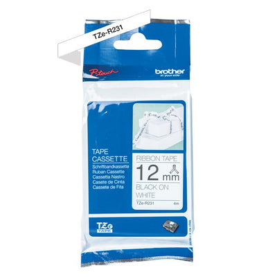 Nastro Tessuto 12mm Nero Su Bianco
